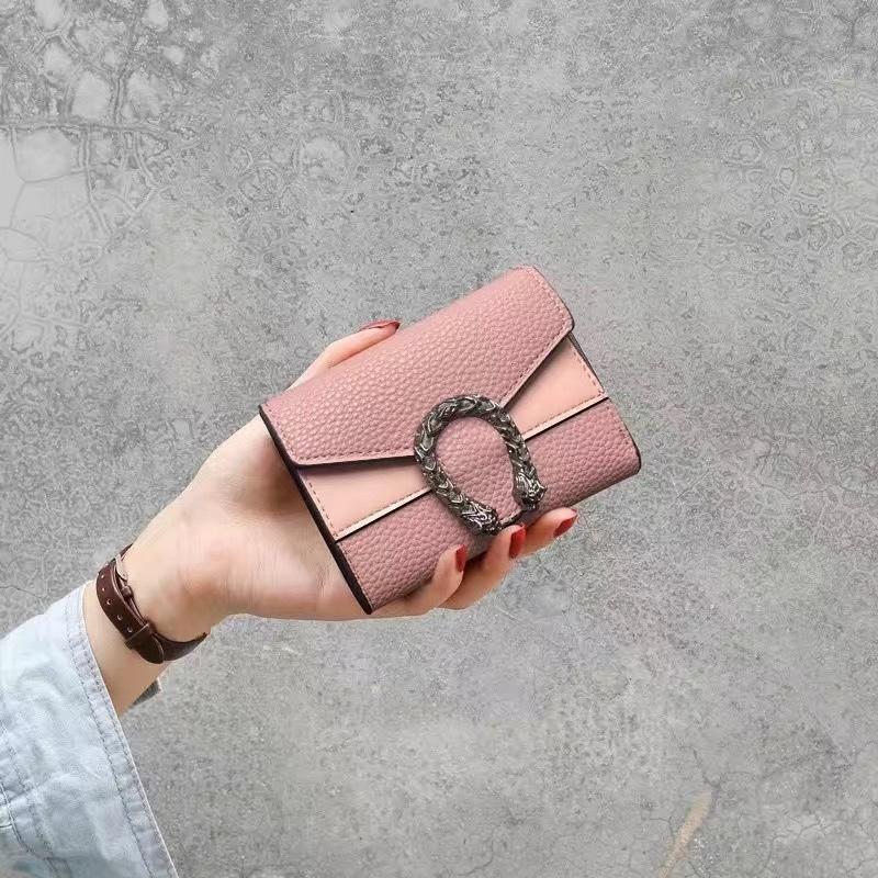 Сплошной цвет Wine God, женский кошелек, женский короткий тройной маленький кошелек, женский кошелек для монет, кошелек Диониса, сумка для карт, кожаный зажим