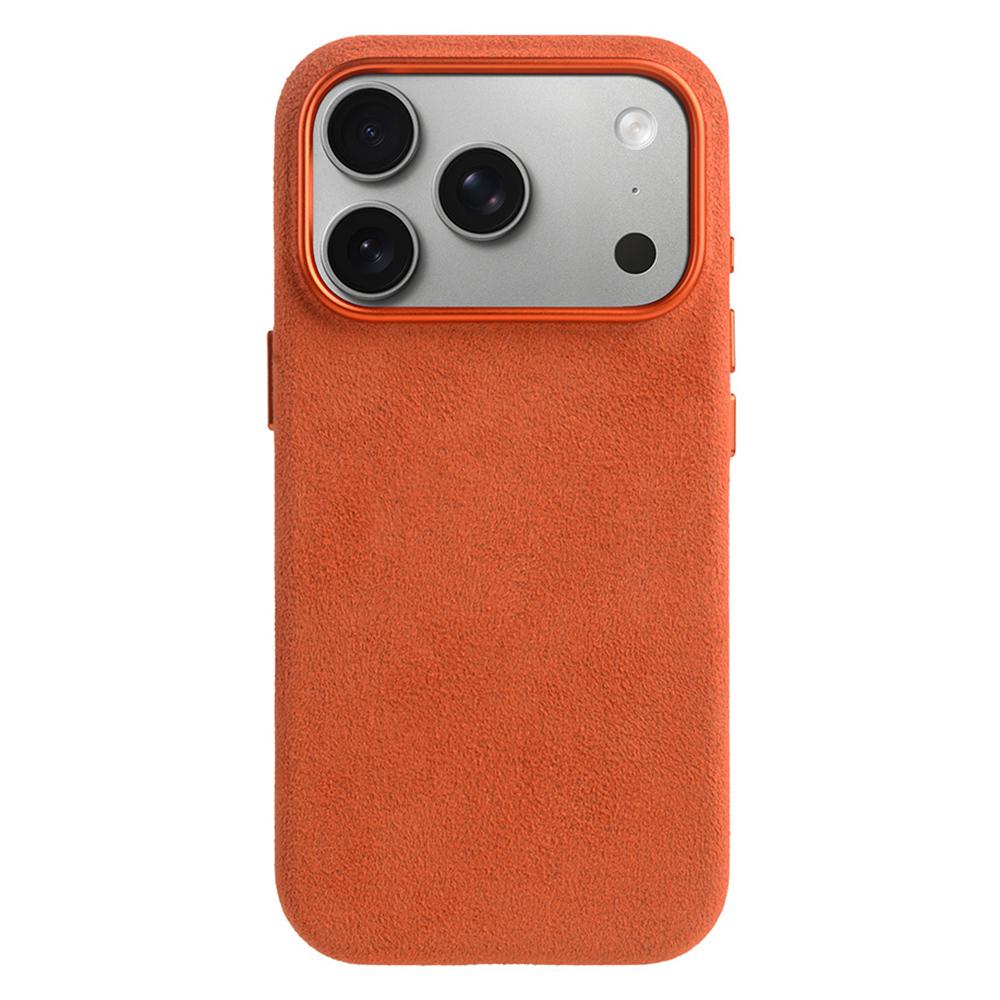 MELKCO For iPhone 17 Pro Case Compatible with MagSafe Alcantara Leather + PC Phone Cover with Metal Keys / AI Button