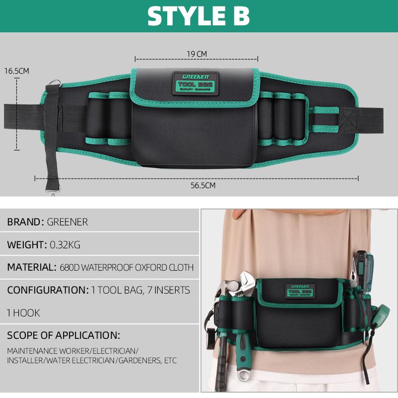 GREENERY поясная сумка для инструментов для электрика, мужская износостойкая, водонепроницаемая, многофункциональная фурнитура, специальный инструмент для обслуживания