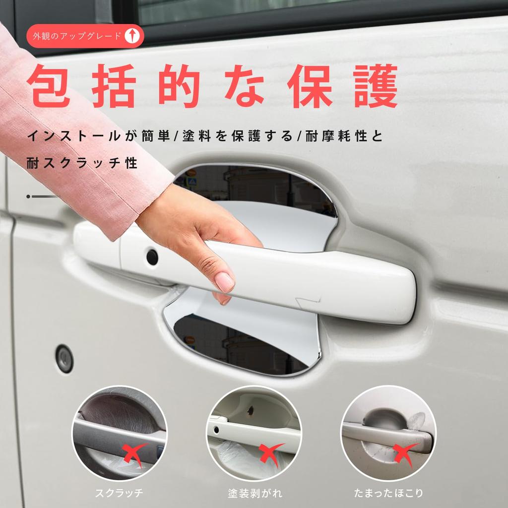 MARCHFA Door Handle Protector for Honda N-BOX (3rd Generation) JF5/JF6, Chrome Plated, Scratch-Resistant, Exterior Part (2023-present)