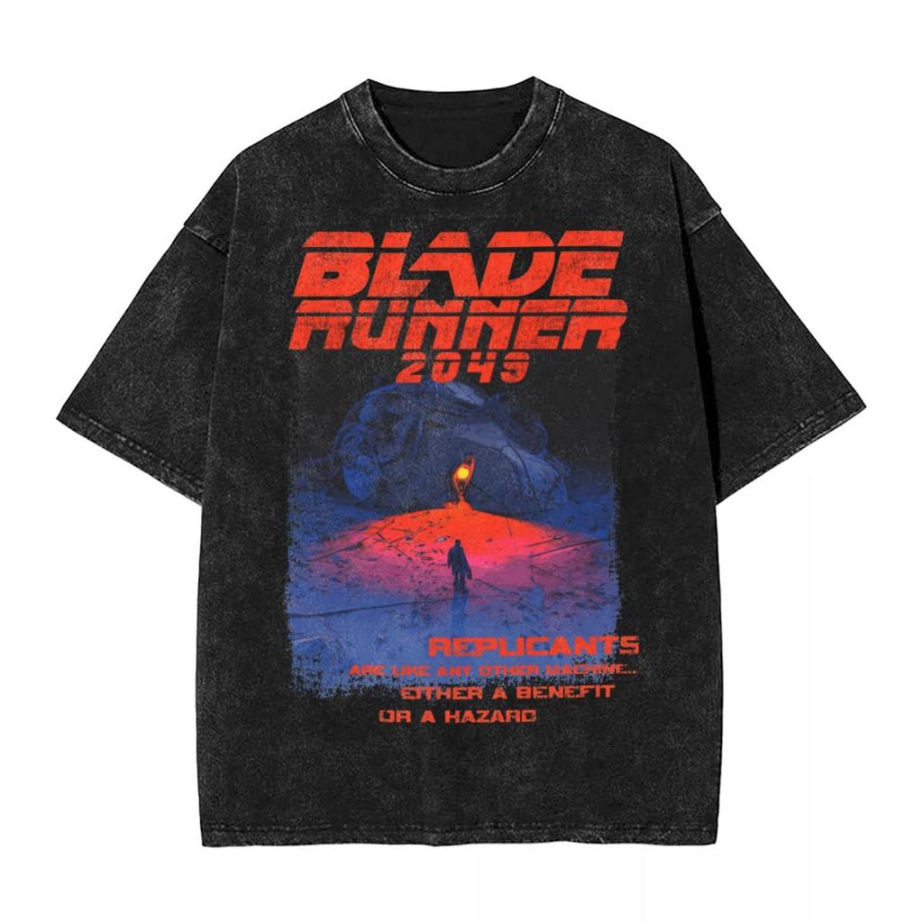 Футболки Blade Runner с вареным эффектом, уличная одежда, хип-хоп, винтажные футболки, мужские, женские, с коротким рукавом, с уличным принтом, Y2k