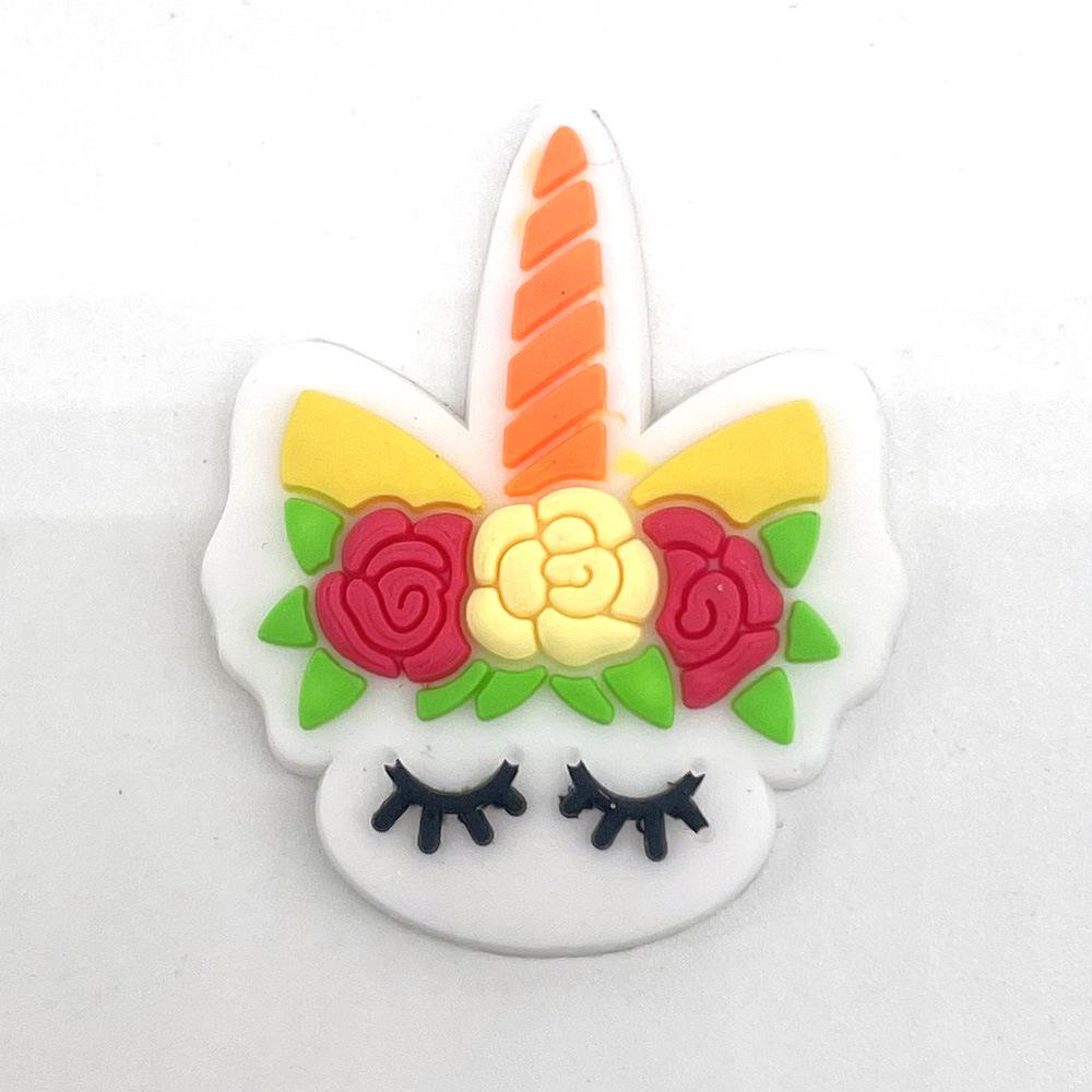 Милые мультяшные пряжки для клогов в виде цветка единорога - Съемные и из мягкой резины украшения для садовой обуви