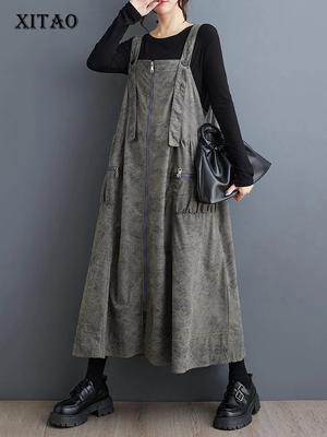 Платья на тонких бретельках с карманом-молнией LJ1014