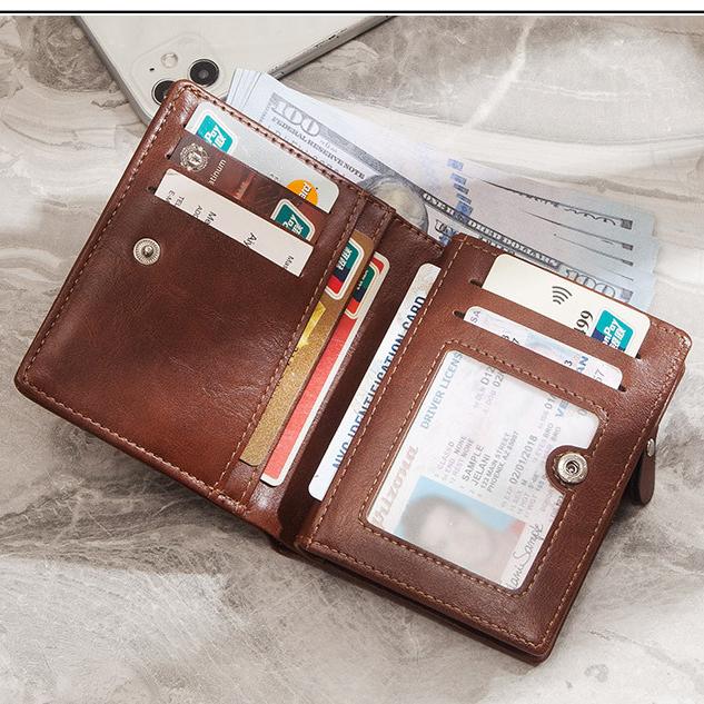 Кошелек для мужчин, короткие повседневные деловые складные кошельки, кожаный мужской роскошный маленький кошелек на молнии