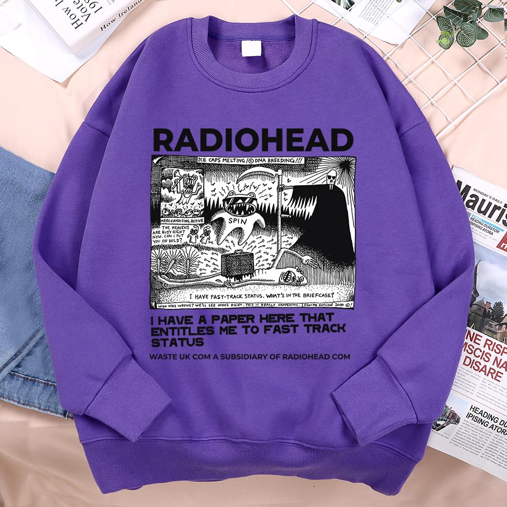 Смешная одежда с принтом Radiohead для мужчин и женщин, хип-хоп, свободное худи, винтажный пуловер, толстовка, осенний флис, флисовый пуловер, для пары