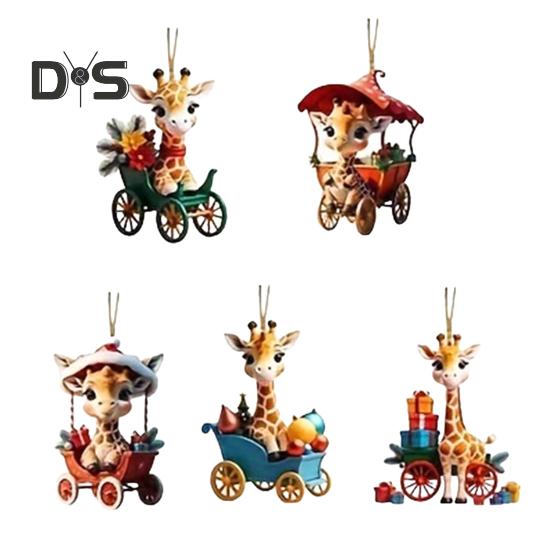 Christmas Snowman Car Pendant 2D Acrylic Cartoon Snowman Cow Hanging Ornament for Home Garden Christmas Tree Decoration Party Gift