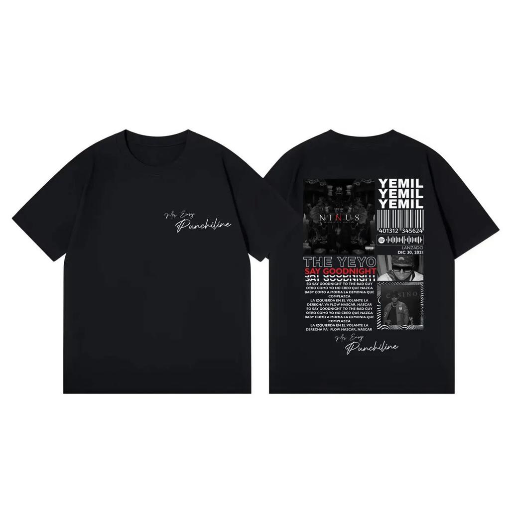 High Quality Cotton Oversized T Shirt Rapper Yemil Album Merch T-shirts Unisex Women Fashion Hip Hop Vintage Short Sleeve T-shirt