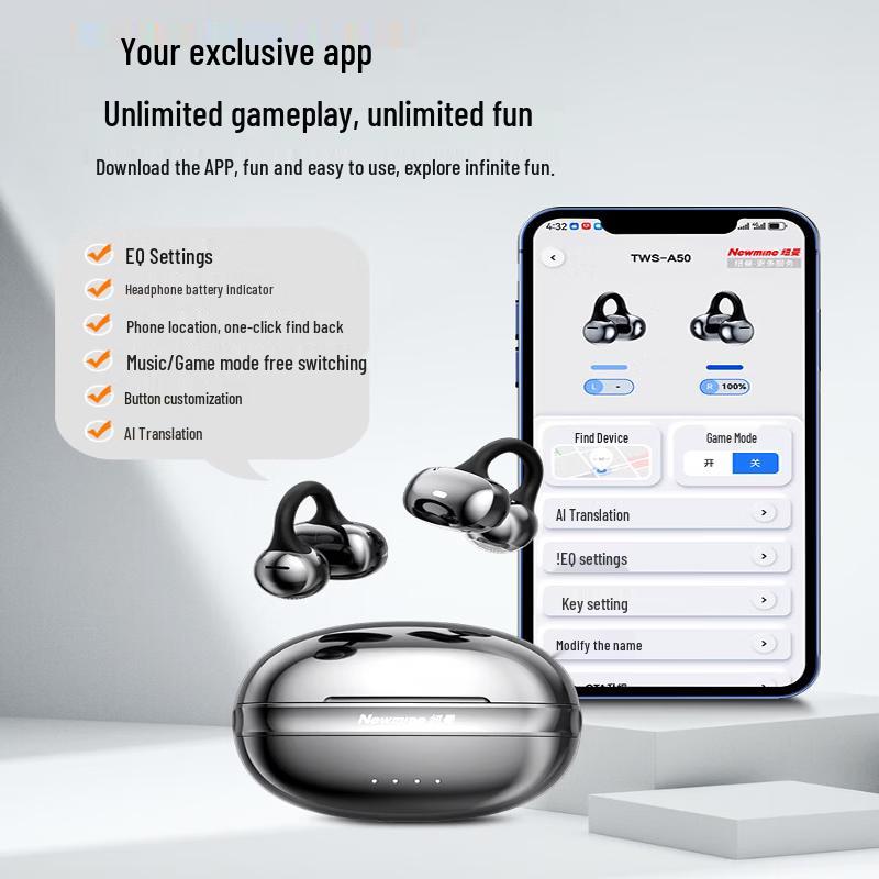 Newsmy Open-Ear Bone Conduction Bluetooth Earbuds TWS-A50