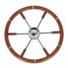 Teak Wood Handle Boat Steering Wheel 6 Spoke 304 Stainless Steel Center Frame Replacement Yachts Steering Wheel for 5