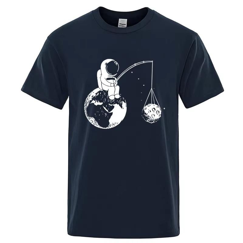 Summer Astronaut Graphic Tee Unisex Funny Print Loose Short Sleeve Cool Casual Streetwear Tops For Unisex