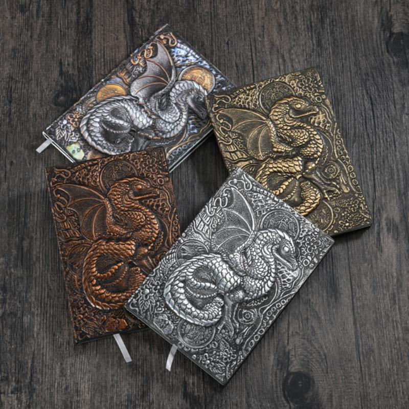 Европейский ретро-блокнот, дневник путешествий, блокнот с рисунком летящего дракона, 3D-рельефный блокнот