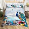 Peacock Duvet Cover Queen Watercolor Feather Bedding Set Bird Animal Floral Print Art Painting Comforter Cover and 2 Pillowcases