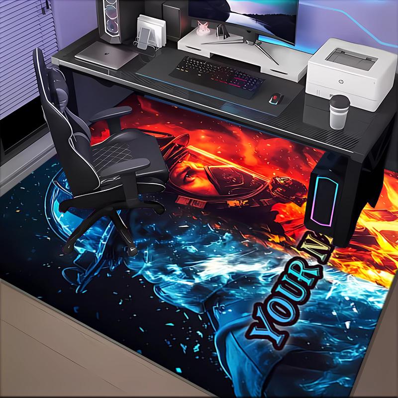 1PC Custom Name Firefighter's Courage Theme Floor Mat Ideal for Living Room, Game Rooms, Office, Bedroom, Floor Mat Playful Design