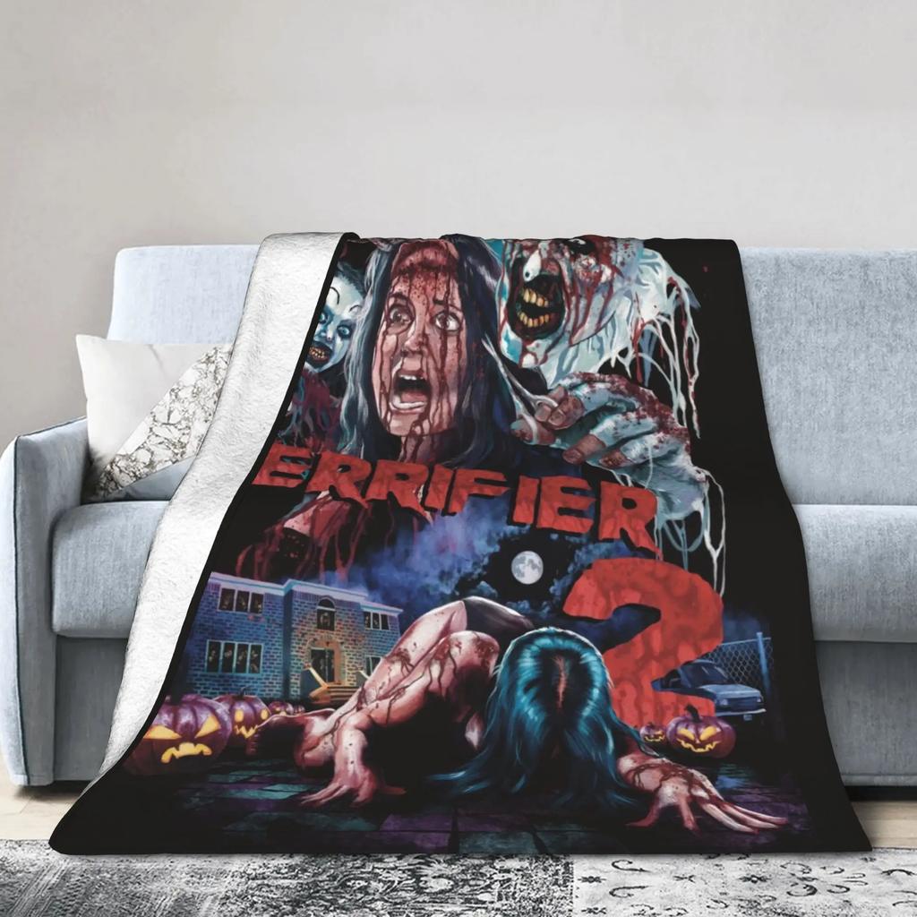 Terrifier Horror Movie Plush Blanket Soft Warm Flannel Throw for Kids and Adults Perfect for Bed Couch or Sofa