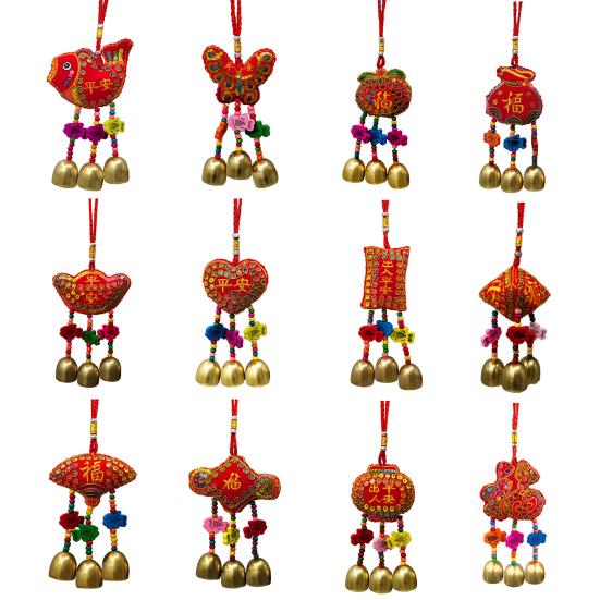 Подвеска для автомобиля в китайском стиле с милым саше и колокольчиком, с несколькими узорами, в виде рыбки, металлическая, для фестиваля лодок-драконов