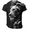 Летняя мужская футболка с принтом животного льва Fierce Beast Wear Повседневная мужская одежда Свободная рубашка большого размера Винтажная толстовка