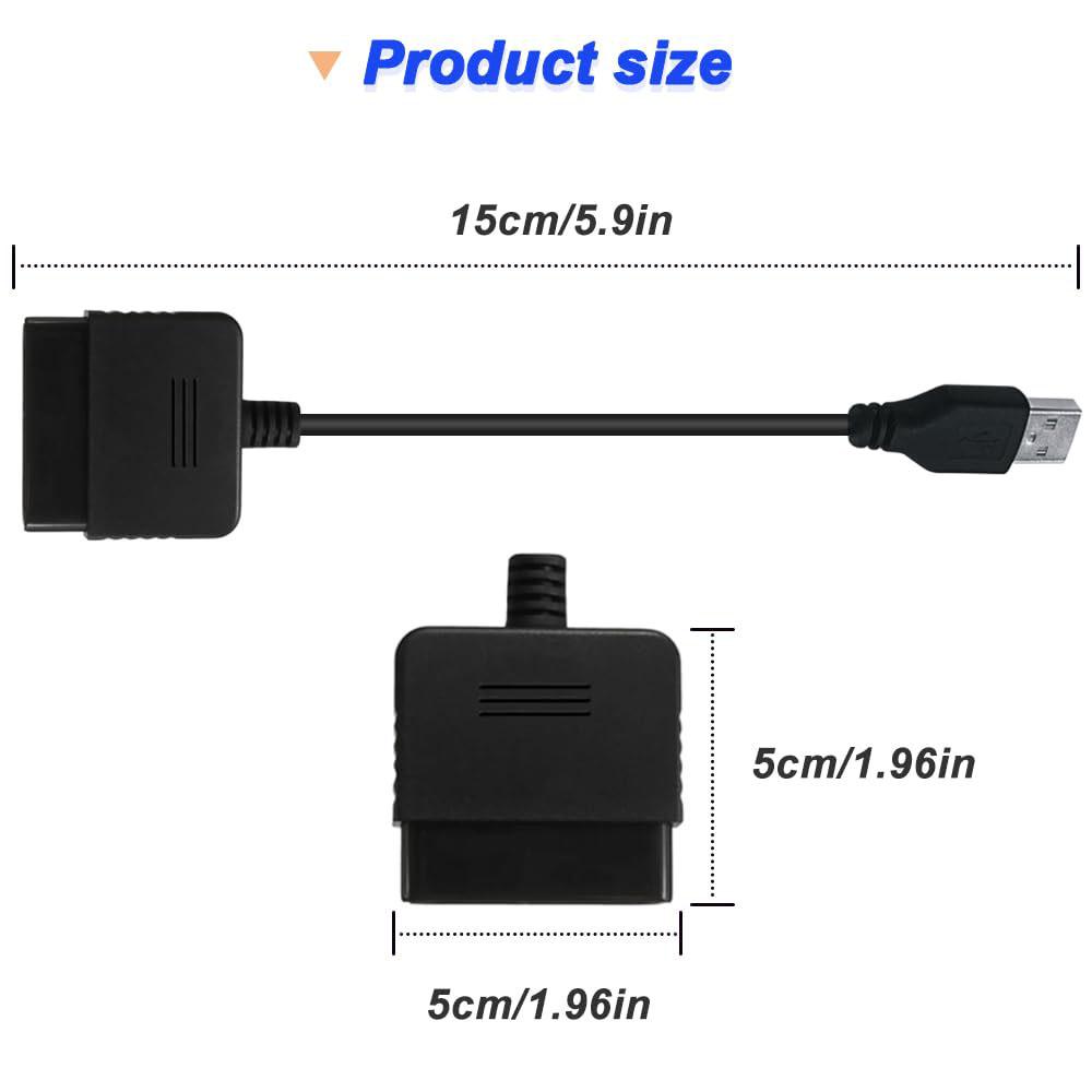 1pc Black 15cm USB Adapter Cable For PS2 Controller To PS3 or PC