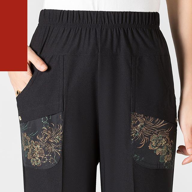 8XL очень большие женские летние брюки среднего возраста, повседневные брюки-карандаш с эластичной резинкой на талии, брюки длиной до икры, брюки с принтом