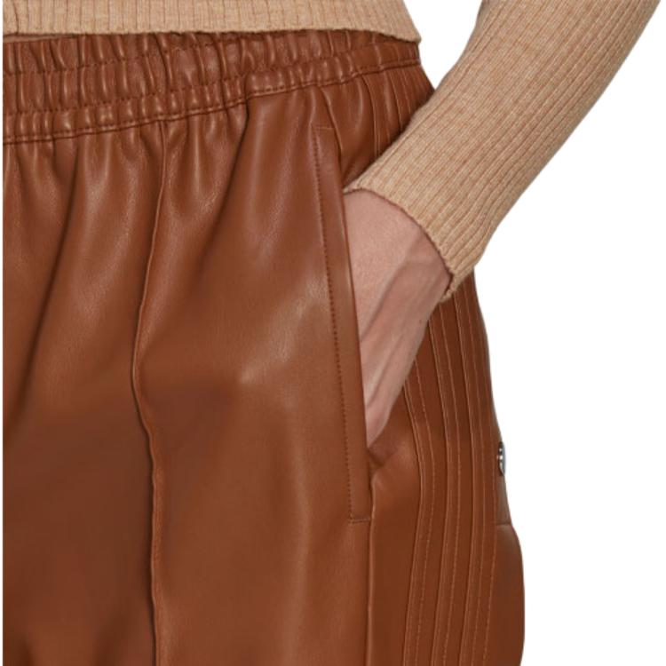 Adidas Оригинальные спортивные брюки прямого кроя с логотипом-трилистником на кнопках, женские коричневые брюки II6098