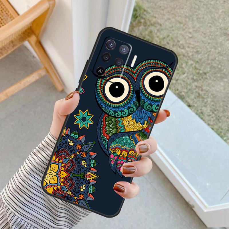 Cute Cartoon Owl Case For Oppo A60 A80 A40 A17 A57 A77 A74 A54 A94 A78 A98 A18 A38 A58 A96 A76 A16 A15 A5 Pro