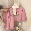 Girls' 2023 Winter Fleece Two-Piece Set: Cute Cartoon Sweatshirt & Sweatpants, Korean Style
