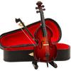 Wooden Miniature Double Bass with Stand, Bow and Case Mini Musical Instrument Contrabass Replica Collectible Figurines Upright Bass Model Home