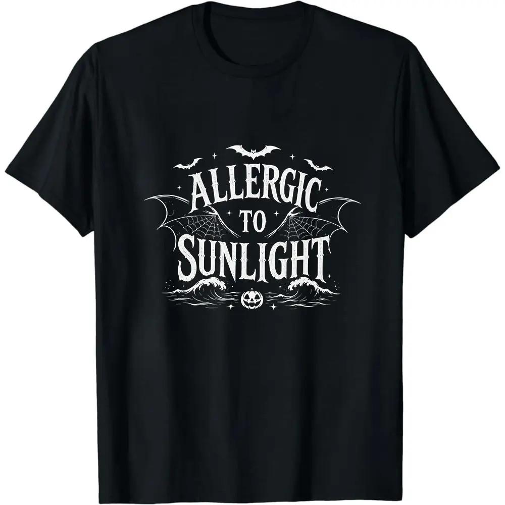Allergic To Sunlight Funny Goth Alt Bat Graphic Summer T-shirt