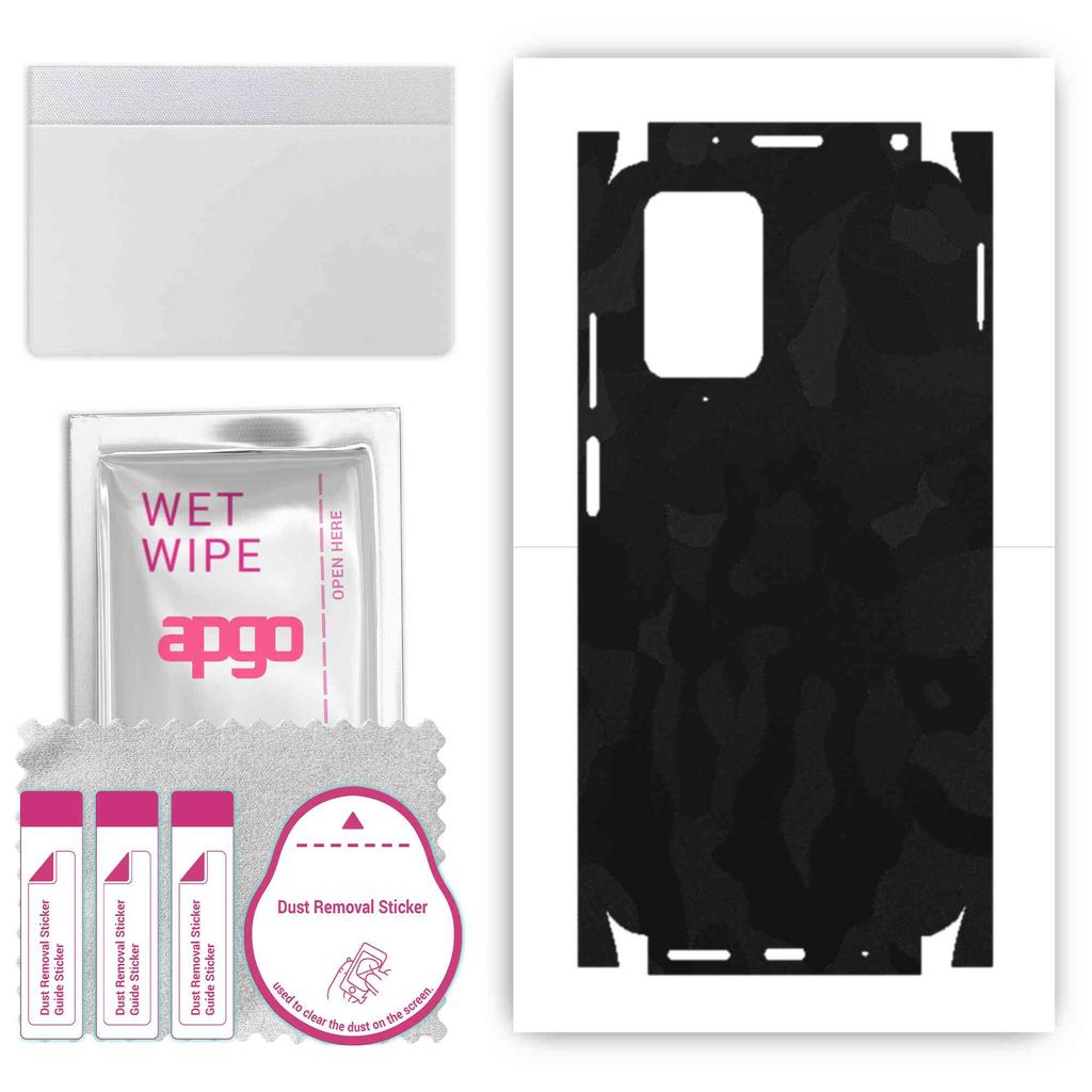 apgo Protective Skin Sticker for the Back+sides Compatible with Xiaomi Redmi Note 11 4G, Full Wrap Film, Foil, Vinyl - Pattern Black Camo