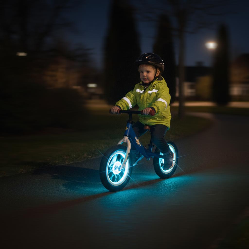 Balance bike, children's bike, inflatable wheels, 12 light-up wheels
