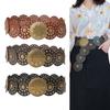 Ladies Belt with Adjustable Size Retro Style Faux Leather Waistband Disc Jean