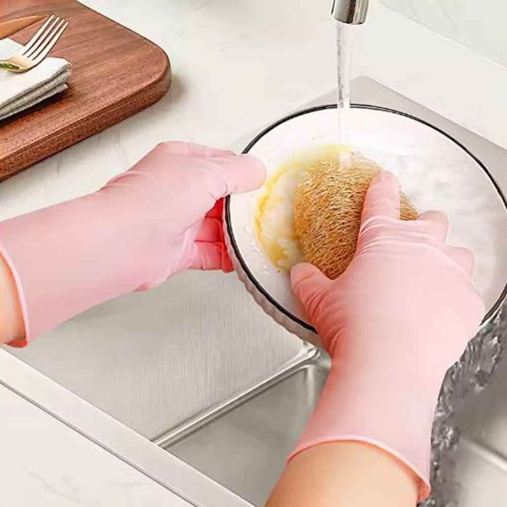 30Pcs Food Grade Nitrile Gloves Waterproof Dishwashing Gloves Food Handling