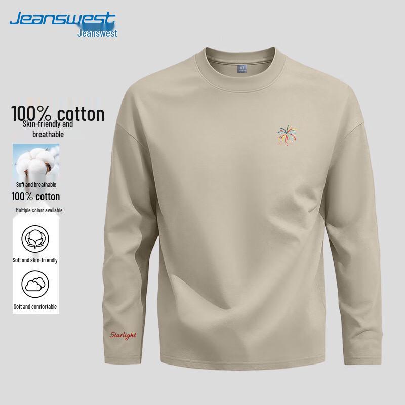 Мужская футболка Jeanswest из чистого хлопка, свободного кроя, с длинным рукавом