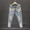 Men's 2024 Summer Fashion: Trendy Ripped Denim Nine-Point Pants