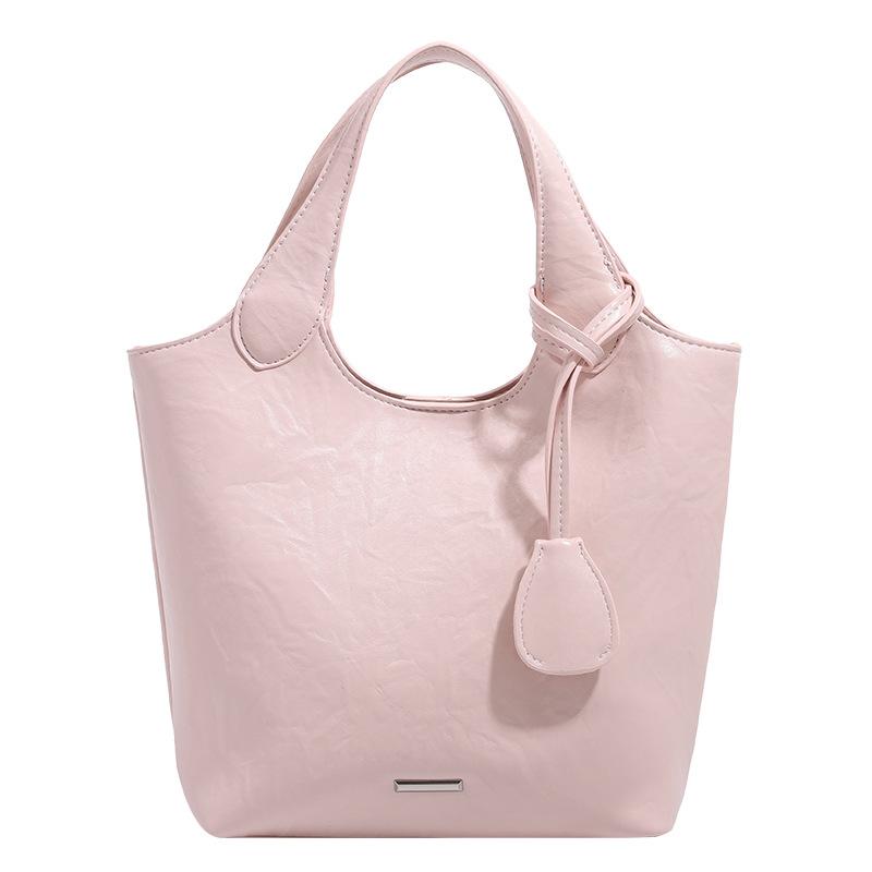 Unique spring-summer date pink handbag, sweet style crossbody bag, simple commuter tote bag, basket bag, bucket bag