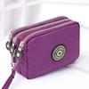 Fashion Portable Women Makeup Bag Coin Purse Three Zipped  Wallet Big Capacity Phone Pouch