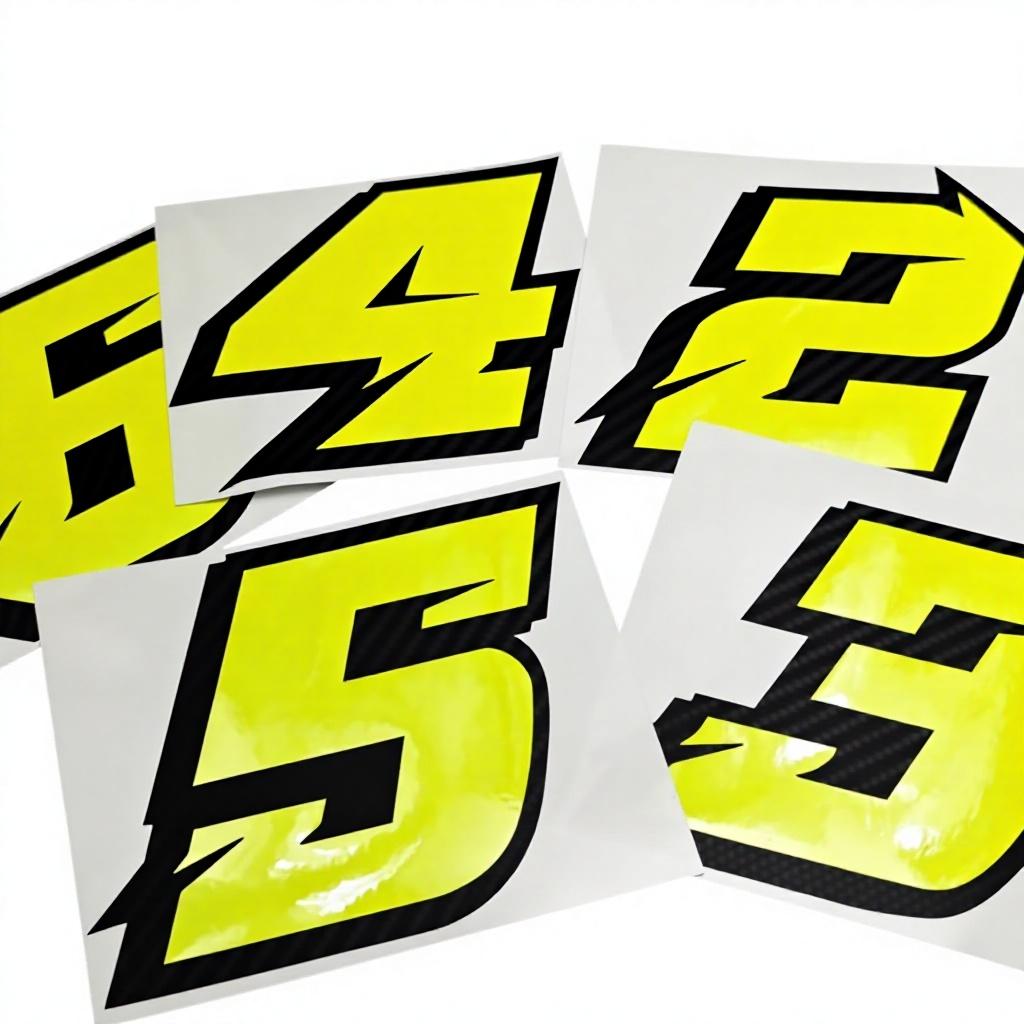 Premium Waterproof UV Resistant 100mm High Neon Fluorescent Racing Number Sticker Reflective JDM Decal Die Cut Vinyl Motorcycle