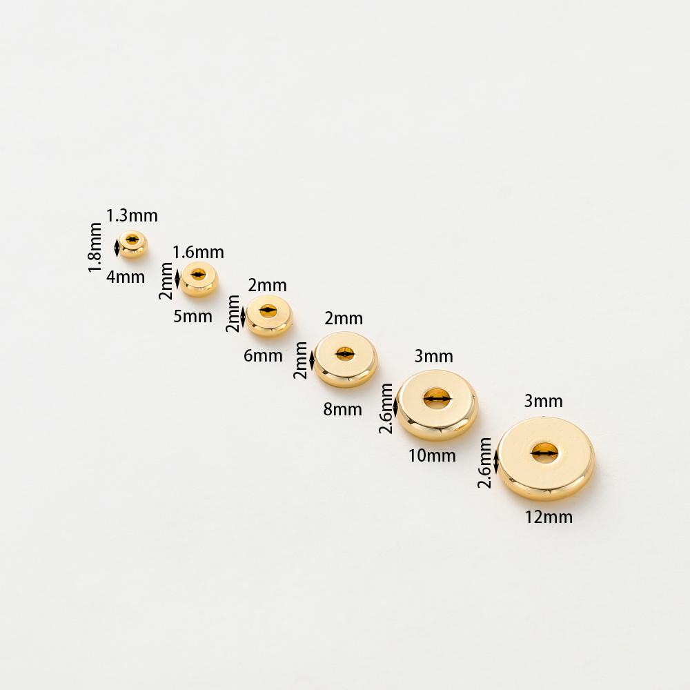 10-50 шт. Латунь с покрытием цвета золота 14K18K, круглые бусины-разделители 3-12 мм, плоские бусины для браслетов, для изготовления ювелирных изделий, аксессуары