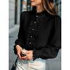 YYFS Women's Fashion Casual Spring Fall Solid Color Print Long Sleeve Stand-Neck Blouses & Shirts