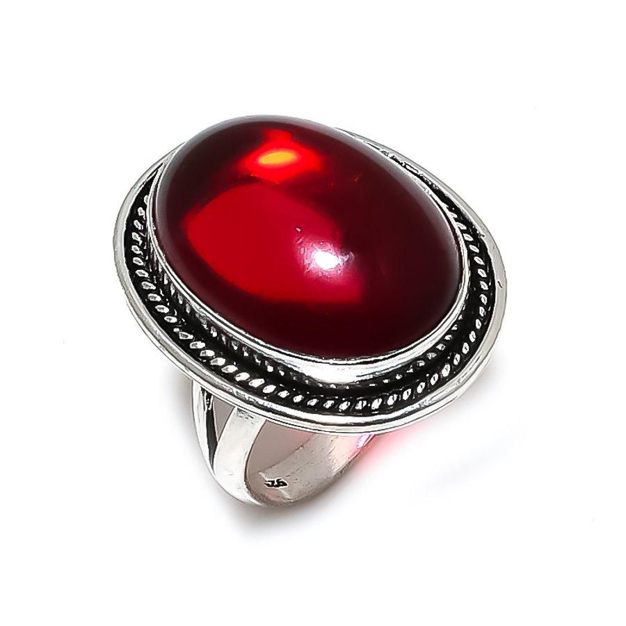 Mozambique Garnet Gemstone Handmade 925 Steling Silver Gift Ring Size 8.5 P3l97