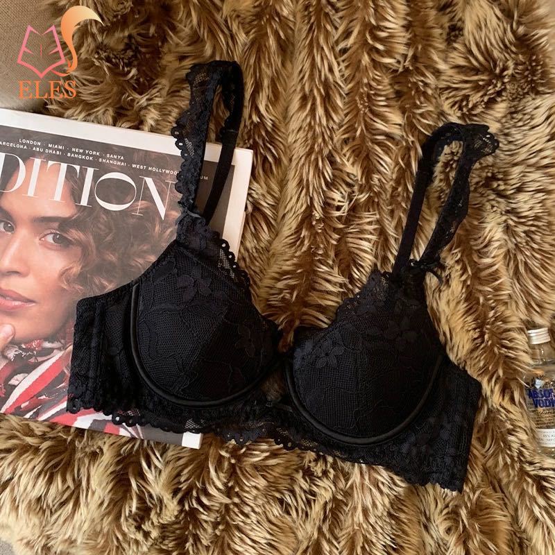 Сексуальное кружевное нижнее белье для женщин Тонкая чашка Удобный бюстгальтер Вышивка цветами Линжери Ажурный Пуш-ап Бюстгальтер