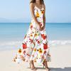 Женские летние повседневные модные платья с принтом, платья без рукавов с V-образным вырезом