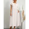 Minimalist Cotton Linen Dress With Pockets For Spring Casual Wear