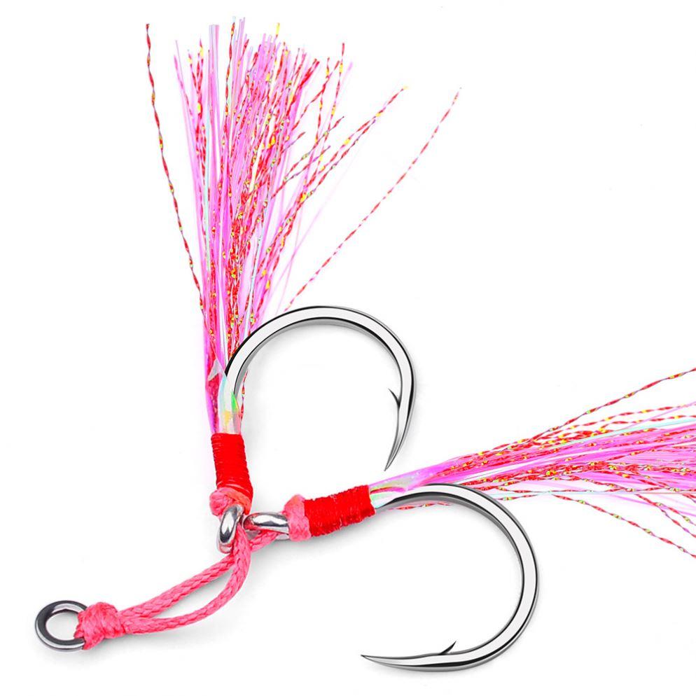 Fishing Hook 1/0 2/0 3/0 4/0 5/0# Saltwater Jig Hook Two Single Barbed Trolling Fishing Jig Fishing Hook