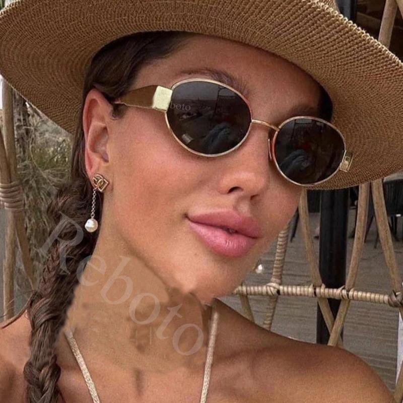 Модные овальные солнцезащитные очки женские винтажные с металлической оправой классические солнцезащитные очки для леди трендовые оттенки мужские люксовый бренд уличные очки