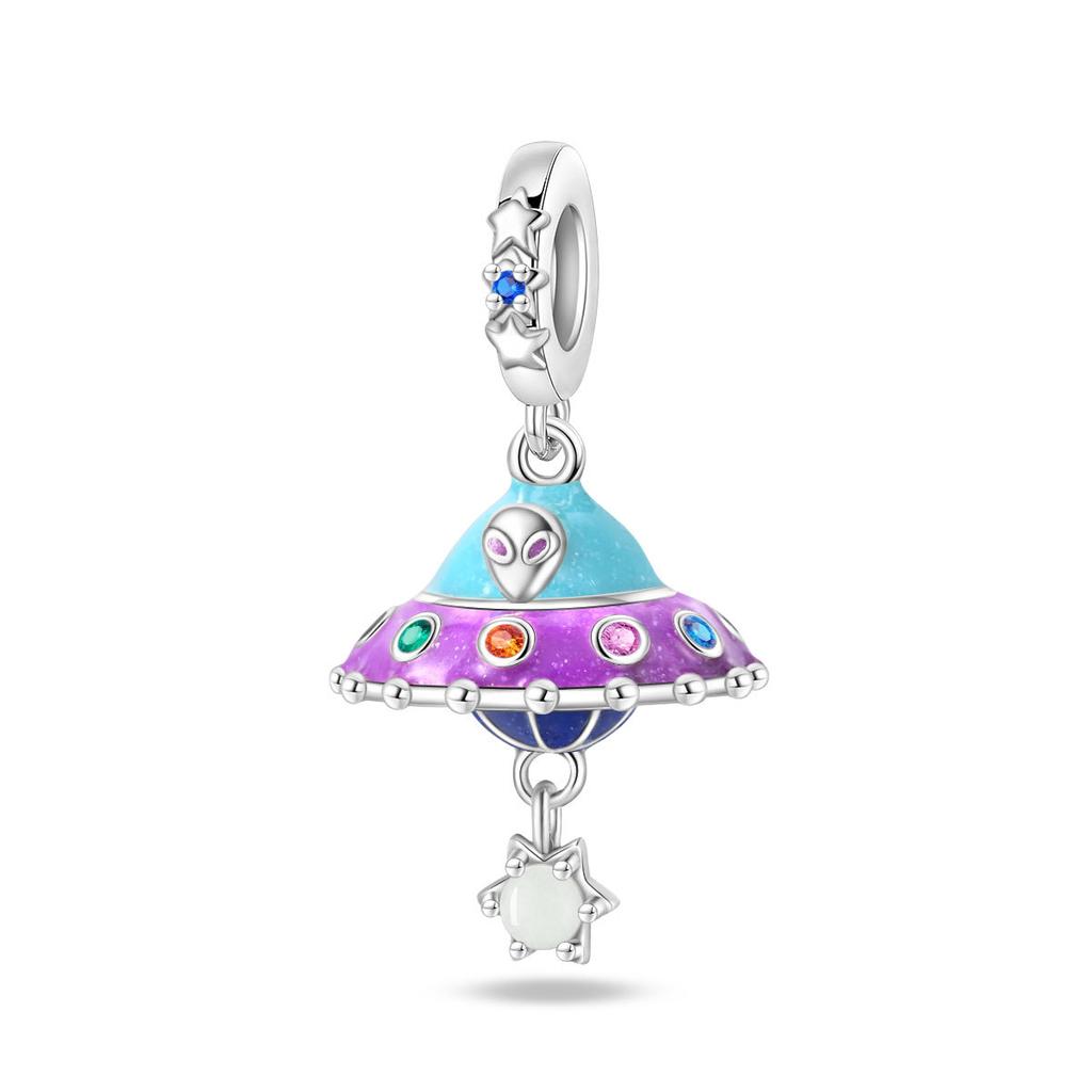 Luminous Astronaut Moon Planet Pendant Beads Diy Jewelry Accessories Bracelet Plated Style