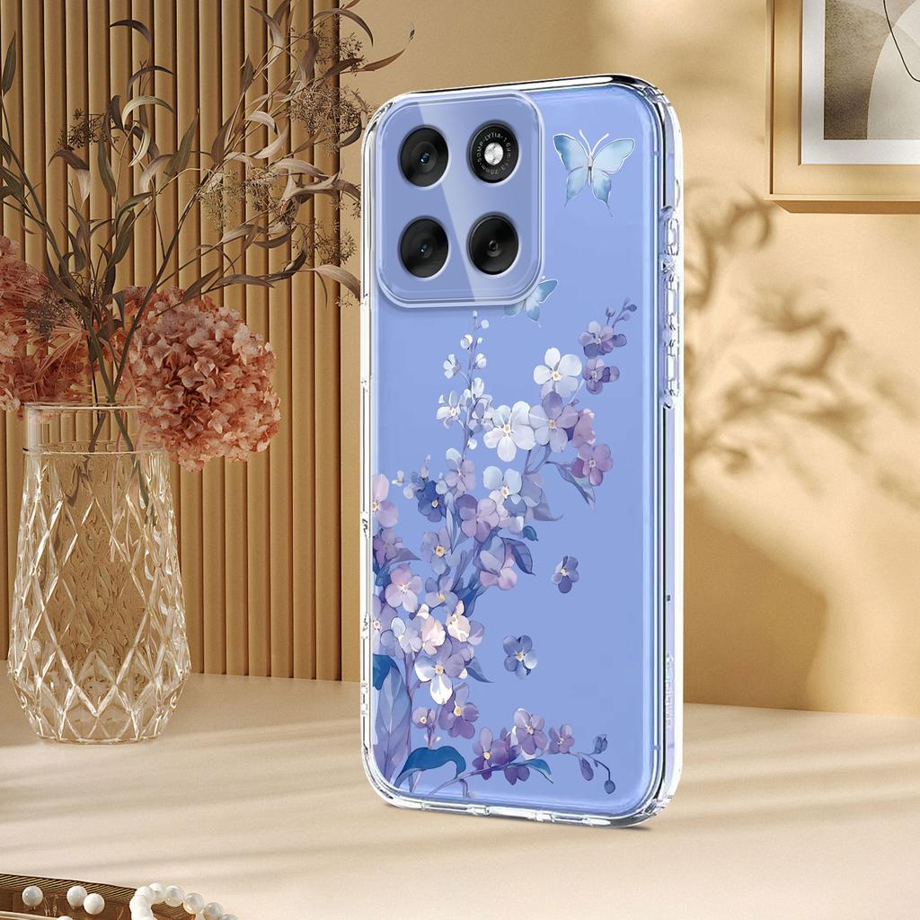For Motorola Moto G86 5G Case Butterfly Floral Pattern Printing TPU Phone Back Cover