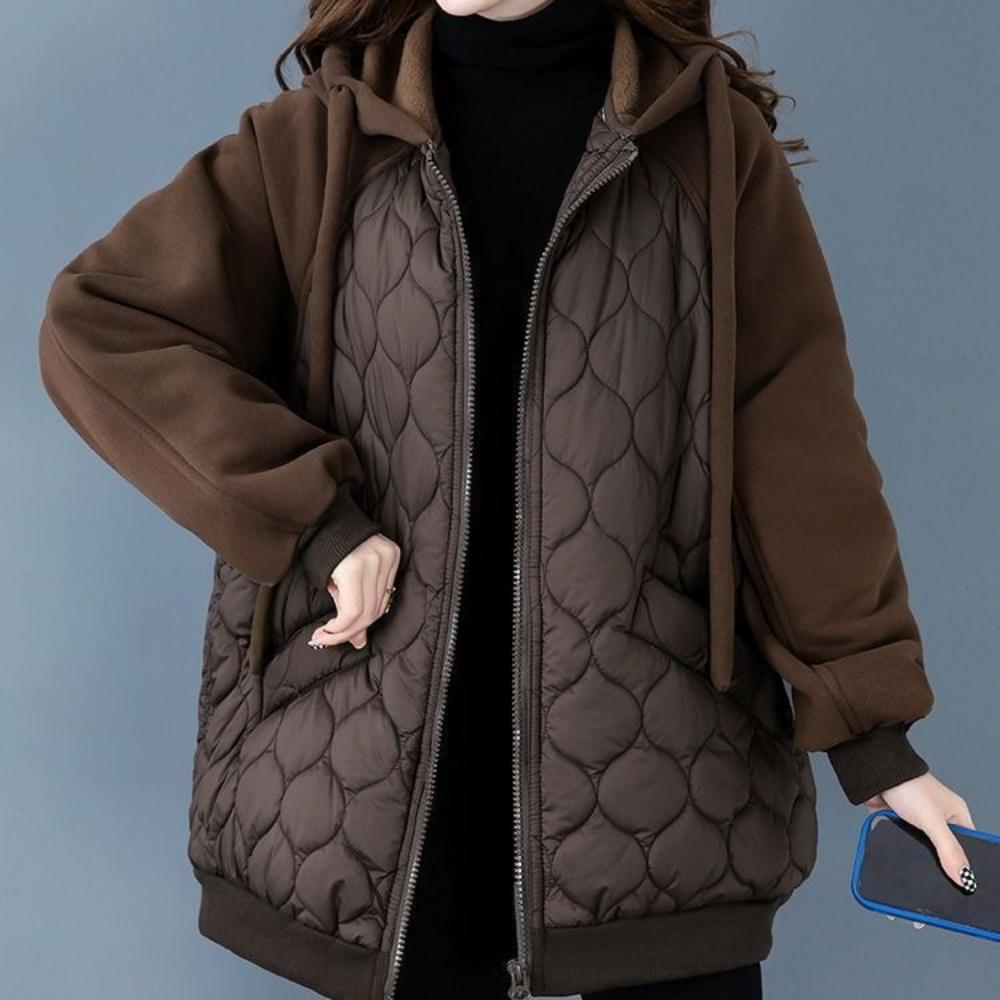 Женская стеганая куртка с капюшоном, пэчворк, пуховик, толстое пальто, хлопковая куртка, модная, большого размера, свободная, модная, женская одежда