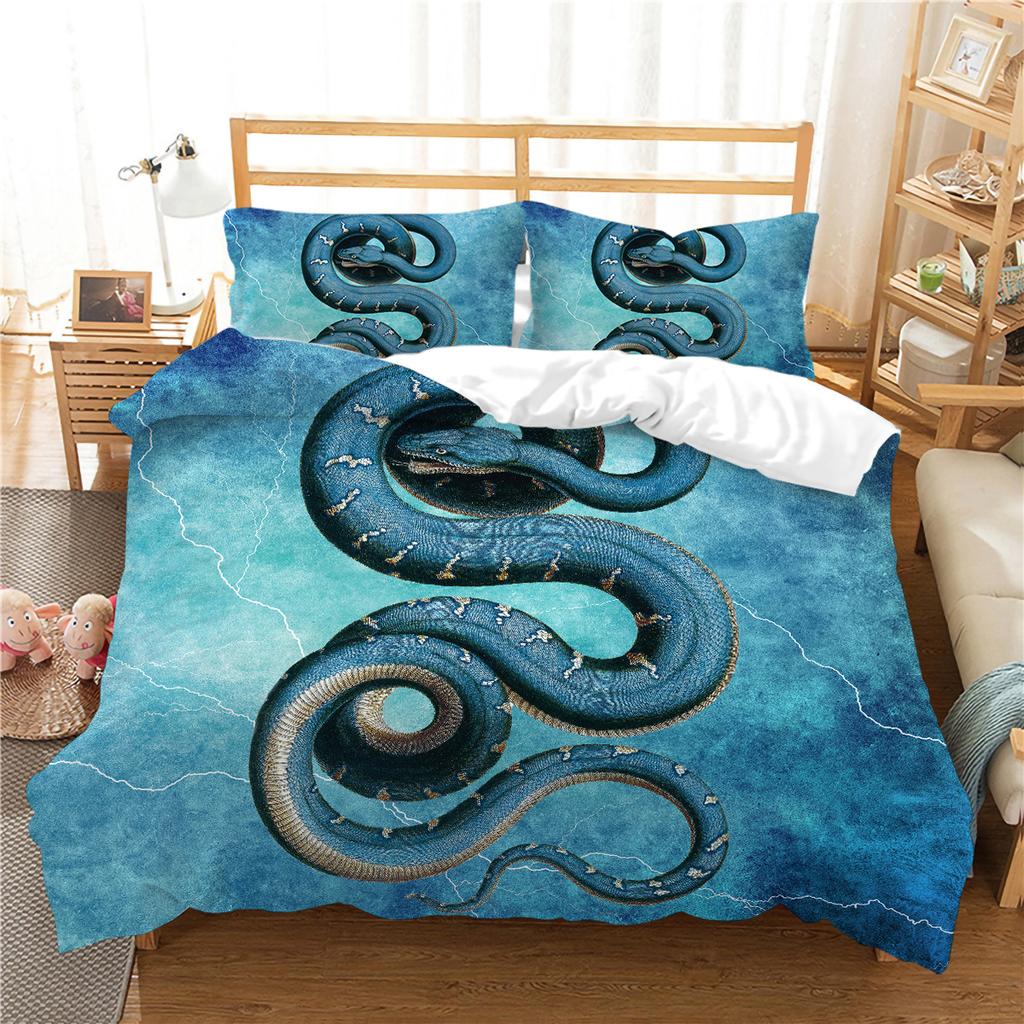 Комплект постельного белья с 3D-принтом змеи, мягкое постельное белье и наволочки с животными, 2/3 шт. Односпальная/двуспальная кровать для комнаты мальчика, полноразмерный быстросохнущий моющийся домашний текстиль