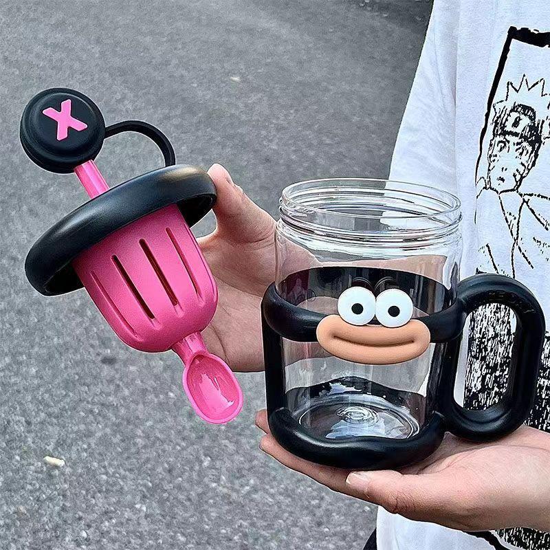 Большая наклейка на рот, кружка-соломинка, разделительная кружка для чая, милая кружка-бутылка