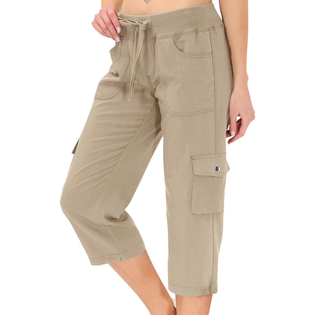 Womens Capris With Pockets Loose Fit Casual  Pants Dressy Lightweight Ladies Baggy Cargo Pants For Hiking